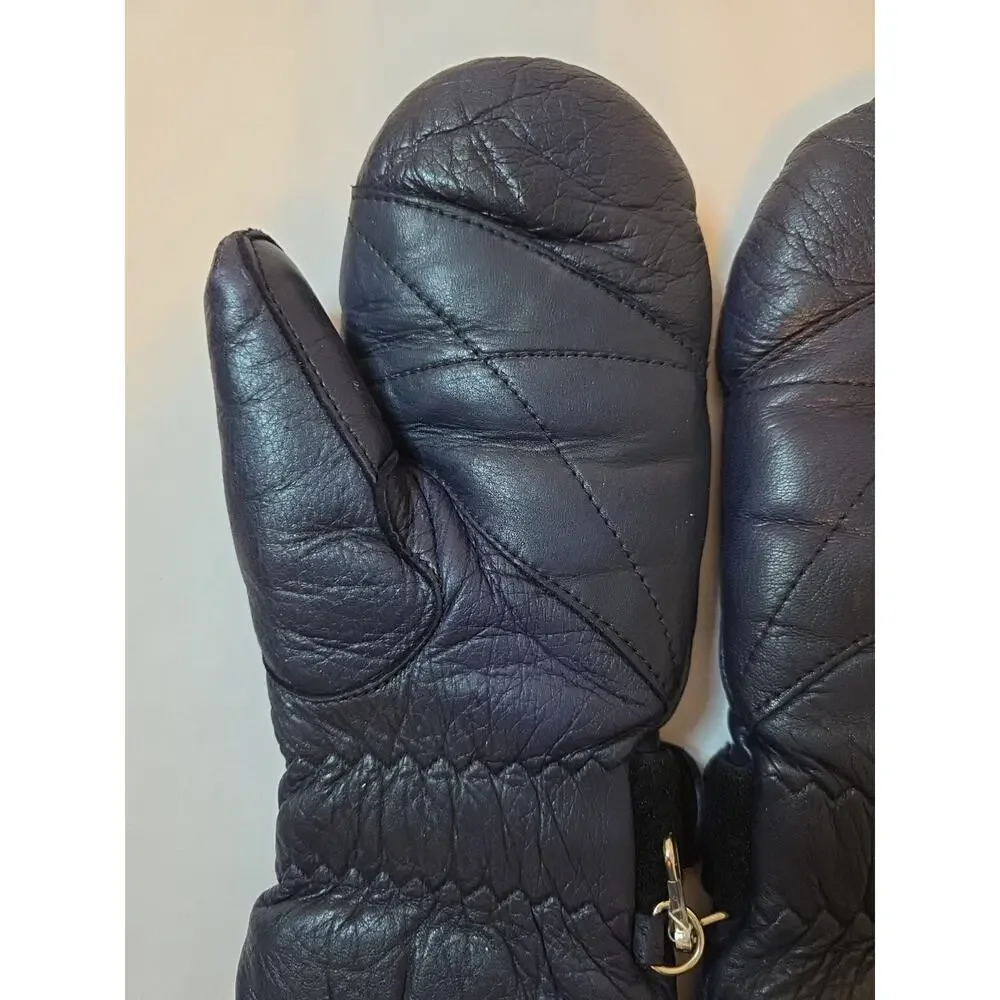 Vtg LL Bean Sta-Soft Deerskin Medium Blue Or Black Mittens